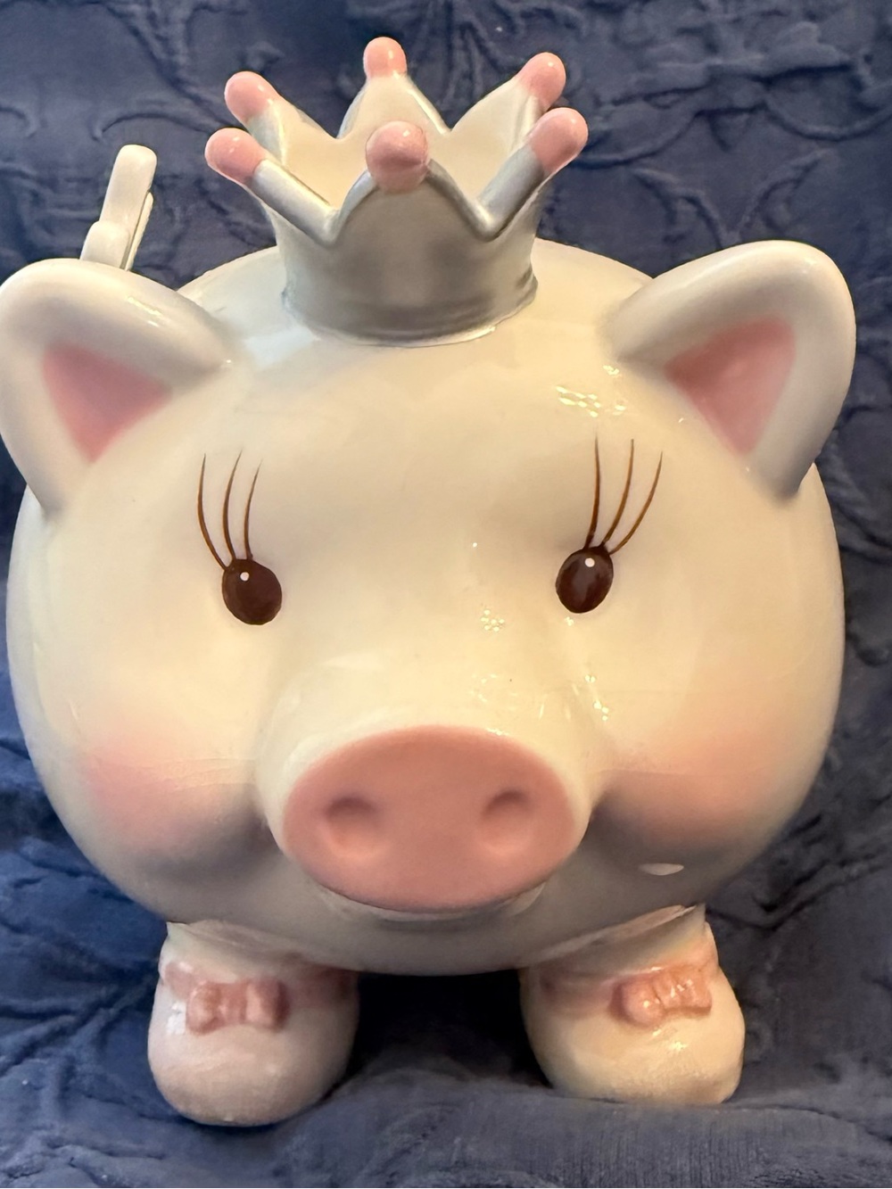 Mud Pie Pink and White Princess Piggy Bank